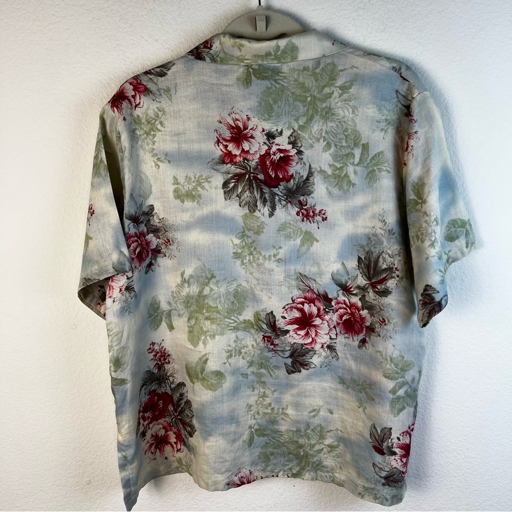 Vintage David Dart 100% Linen Floral Tropical Resortwear Pant Set Large - Picture 7 of 16